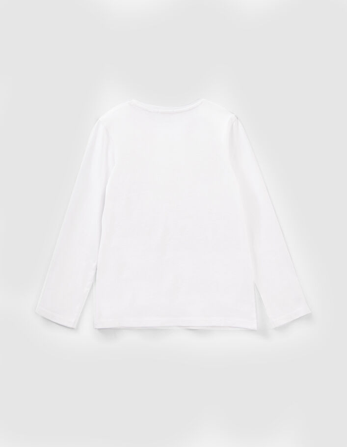 T-shirt blanc cassé coton bio visuel fille à bonnet