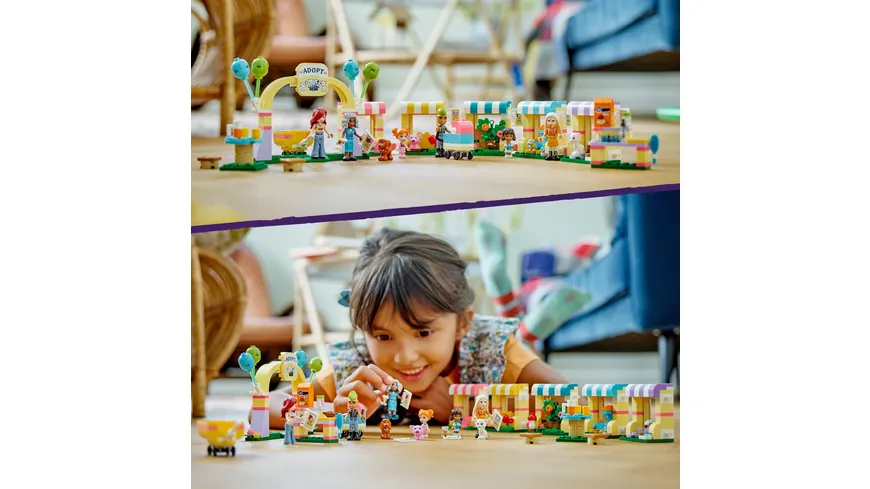 LEGO Friends 42615 Tieradoptionstag, Set mit Spielzeug-Tieren inkl. Hund