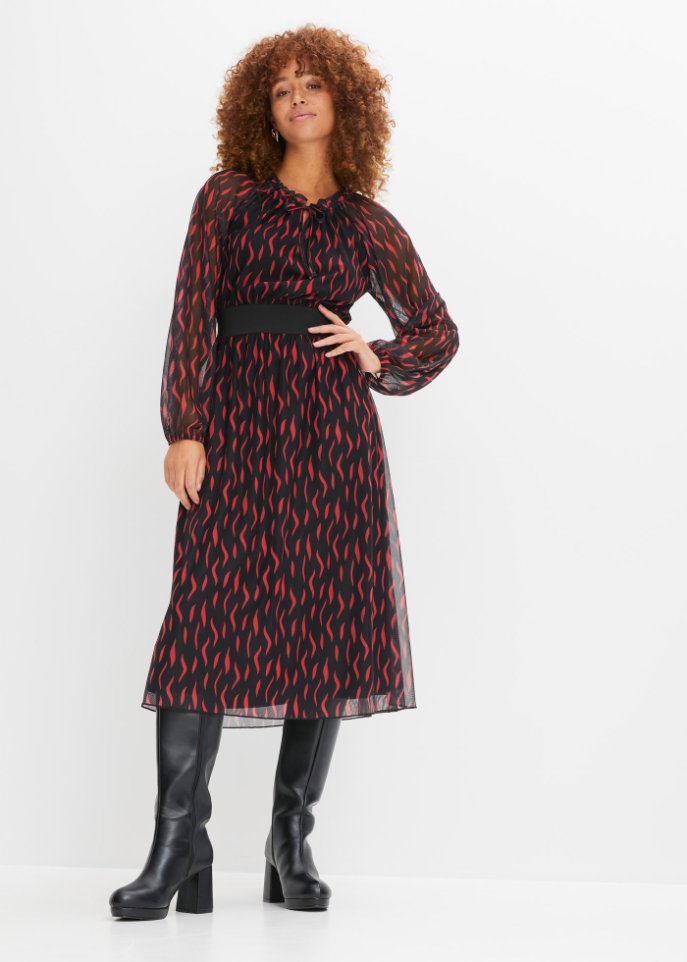 bedrucktes Mesh-Midikleid