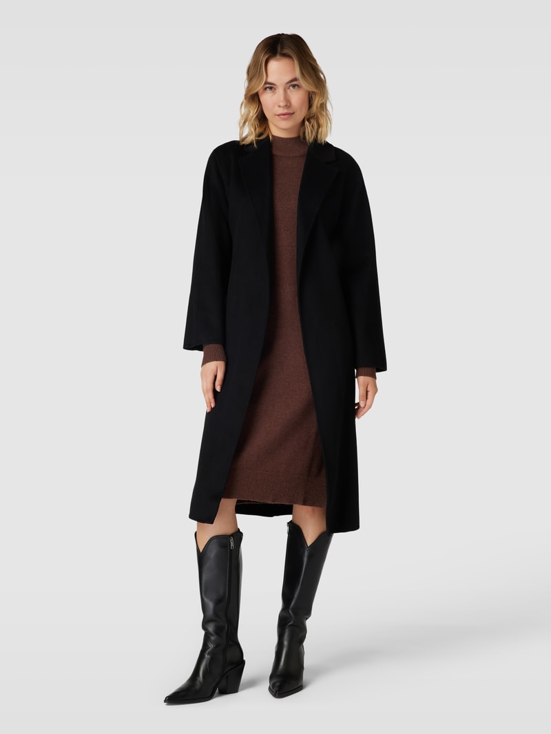Knielanges Strickkleid mit Seitenschlitzen Modell 'Viril' in mittelbraun