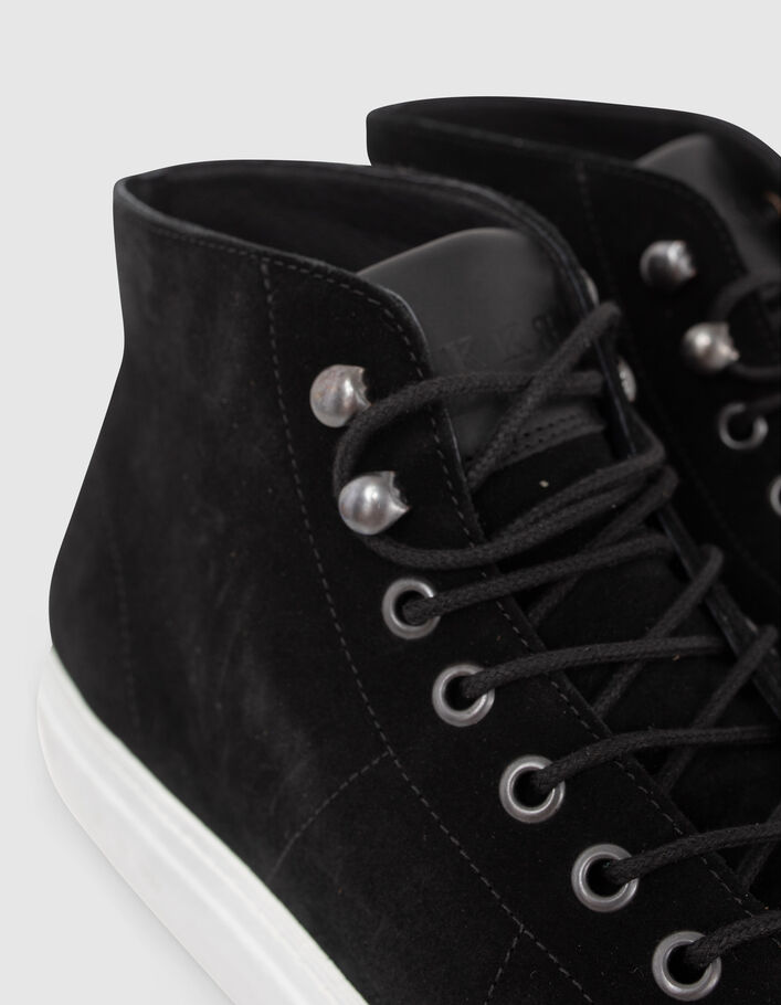 Baskets hautes noires cuir velours Homme