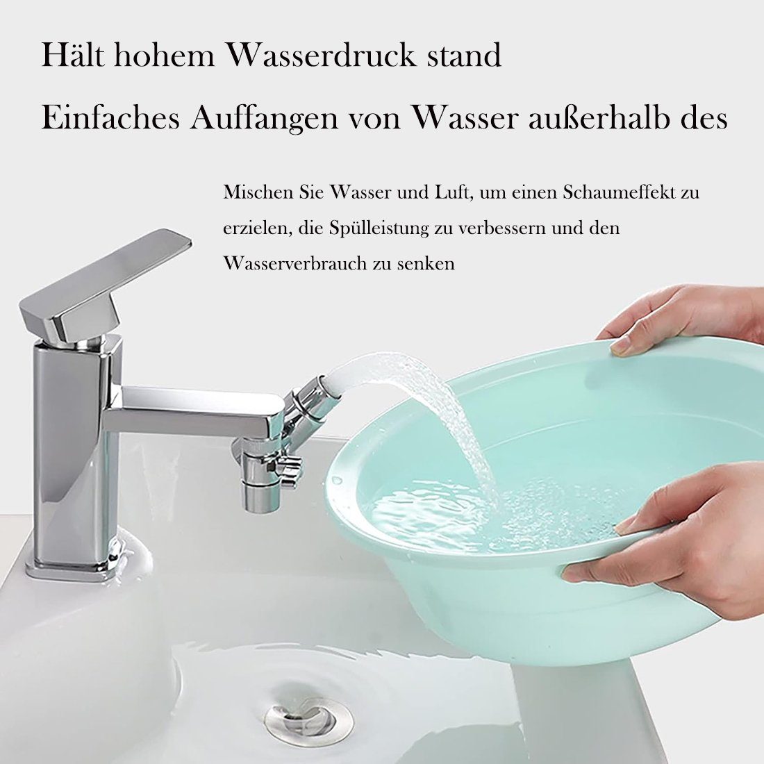 YYV Filterpumpen Filterhähne, Wasserhahnfilter drehbar multifunktional (1 St), Verlängerungshahn für 20/22/24 mm Küchen-/Badewasserhähne