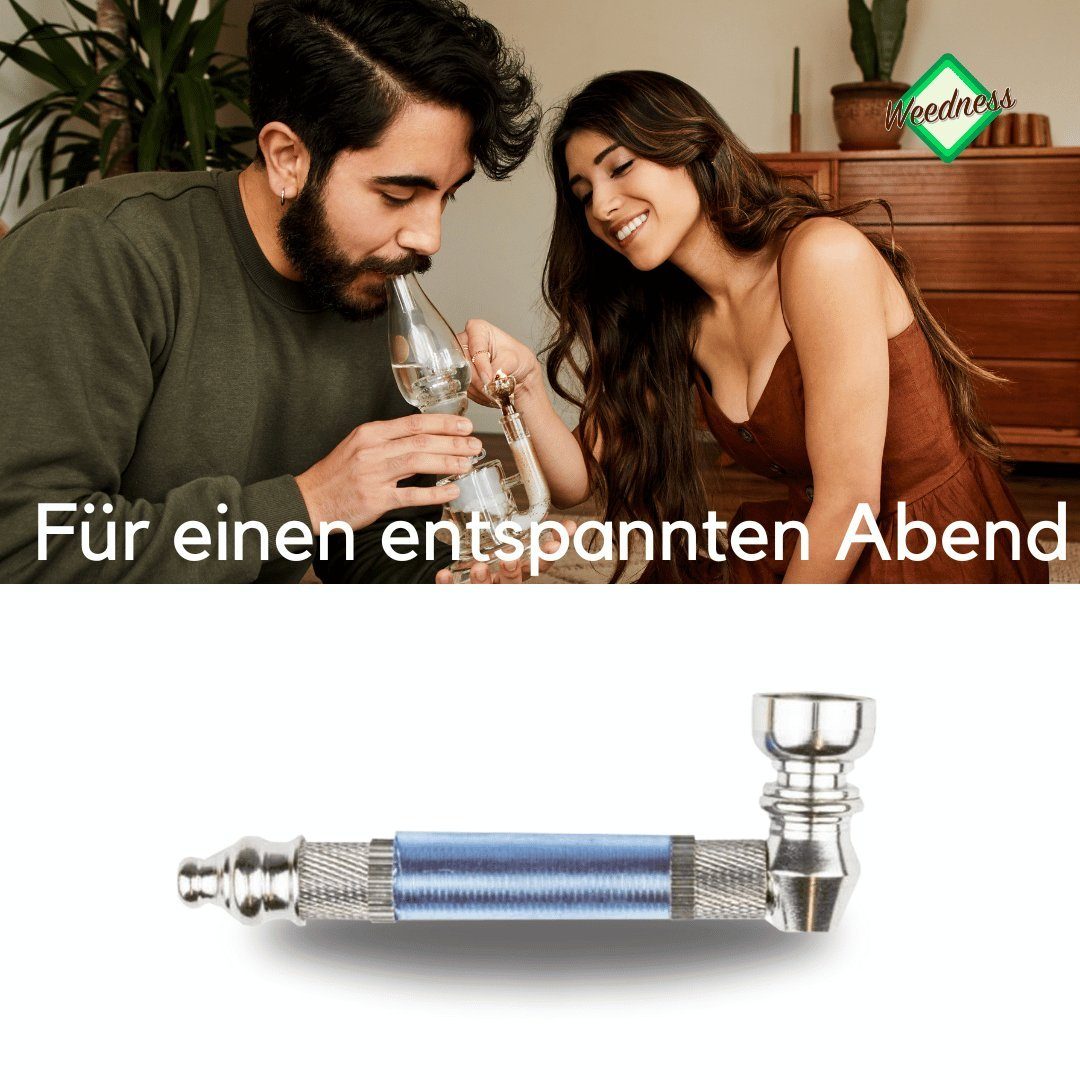 Weedness Handpfeife Schraub-Pfeife 10 cm Schraubpfeife Pipe Metall Tabak