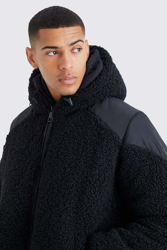 Steppjacke aus Borg & Nylon Mischung