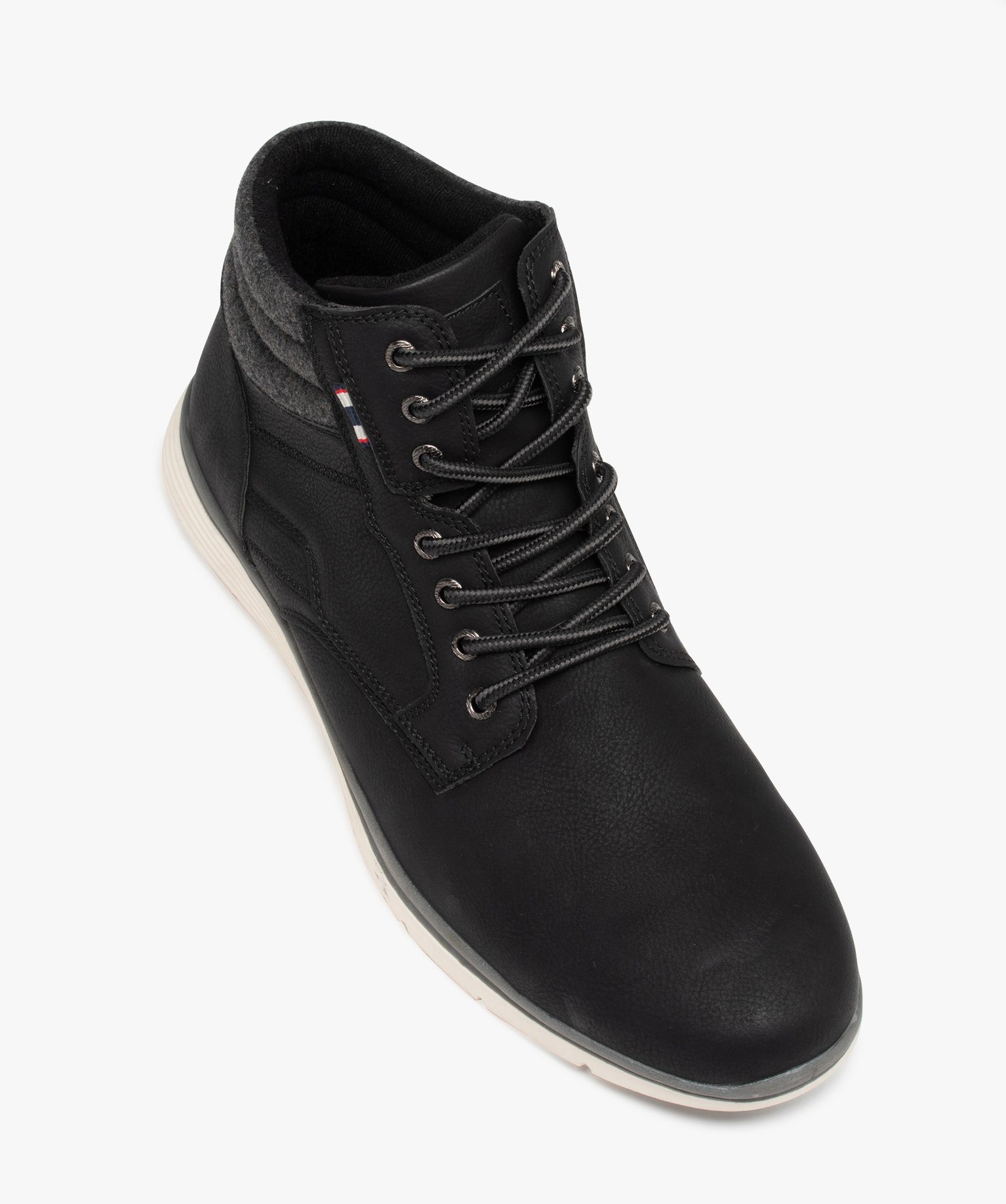 Baskets homme mid-cut avec col rembourré style denim noir | GEMO