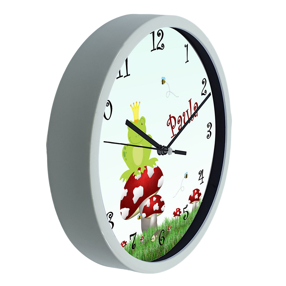 Kinder Wanduhr personalisiert mit Name Froschkönig