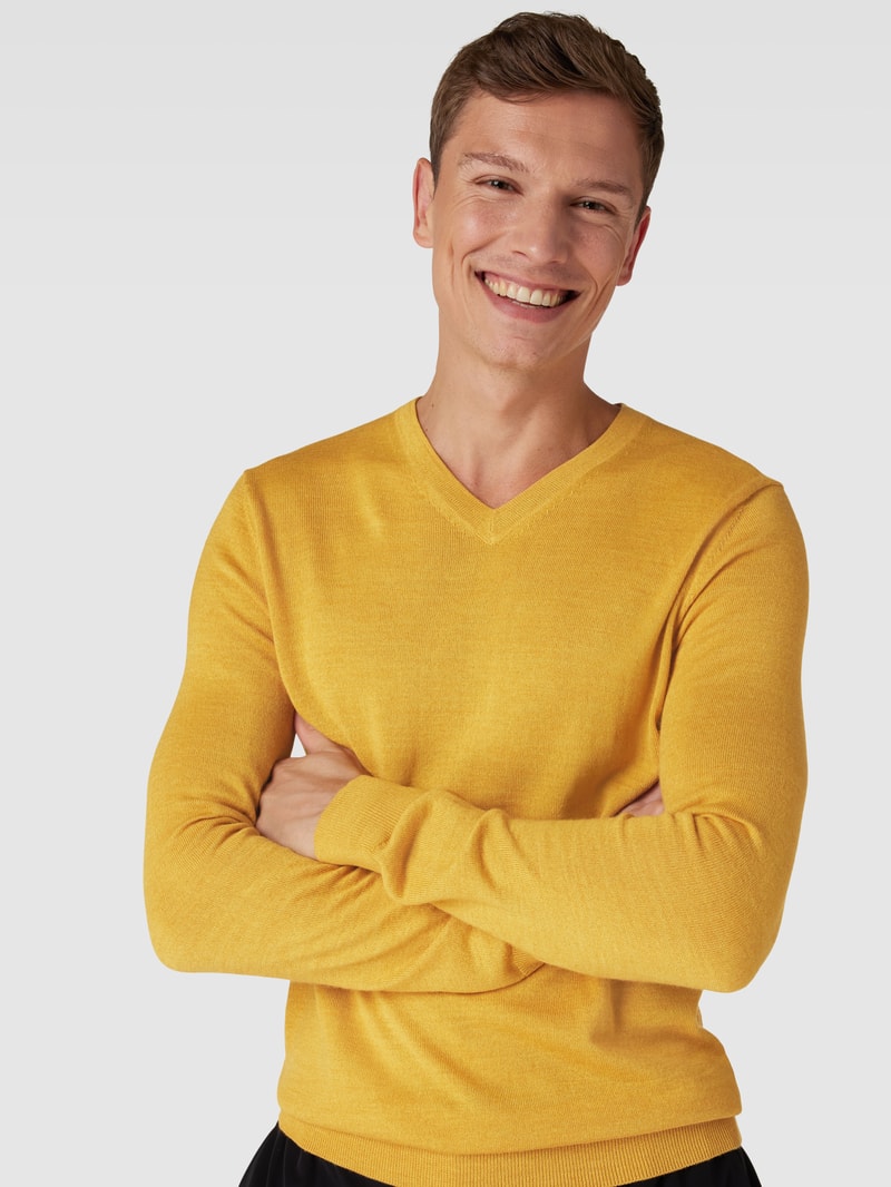 Strickpullover in gelb meliert