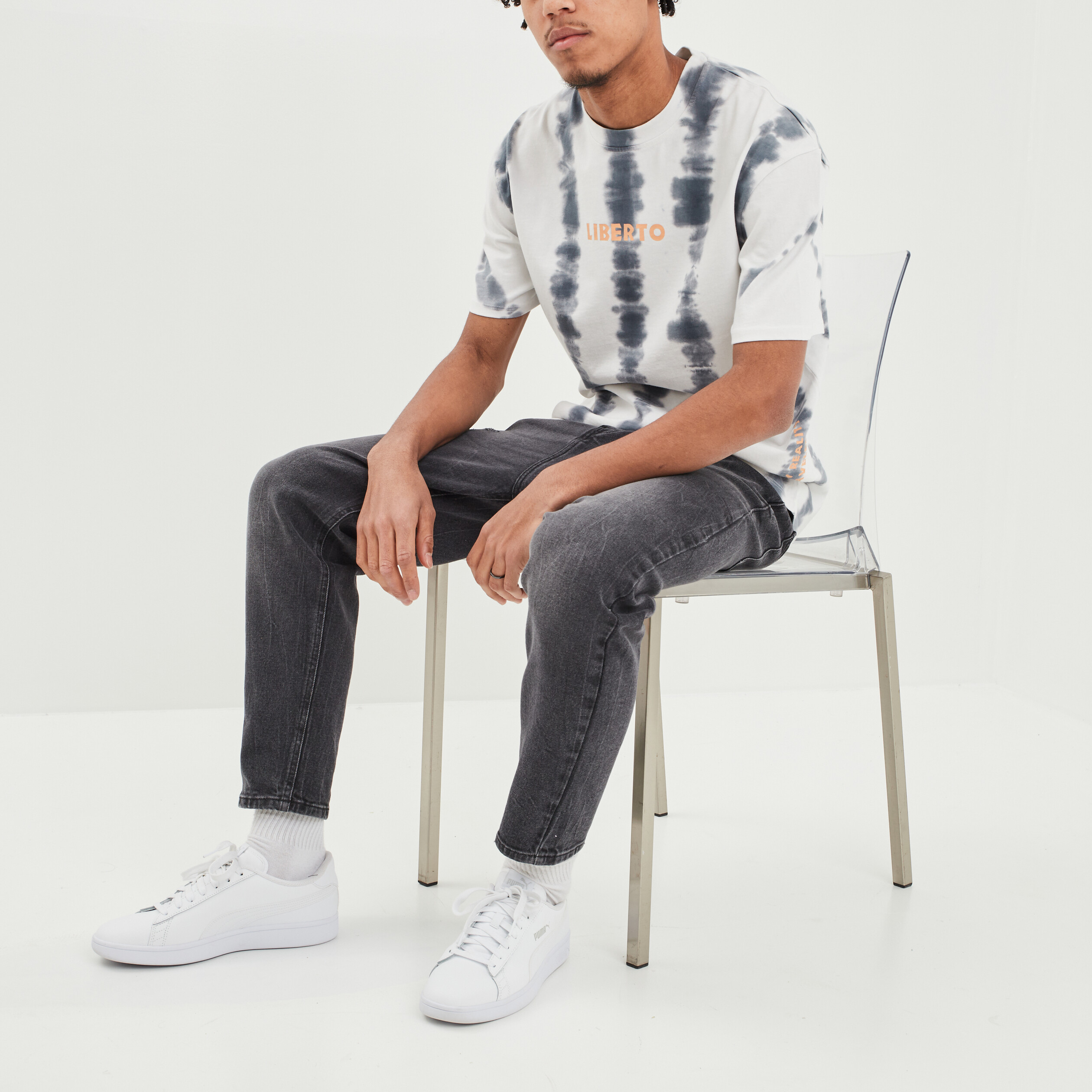 T-shirt oversize manches courtes Liberto gris homme | La Halle