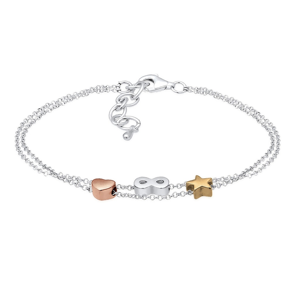 Elli Elli Bracelet Infinity Herz Sterne Tri-Color 925 Silber Bracelet