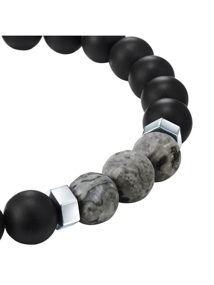 True Rebels Armband Achat schwarz Kartenstein grau in schwarz günstig kaufen 20,5 cm