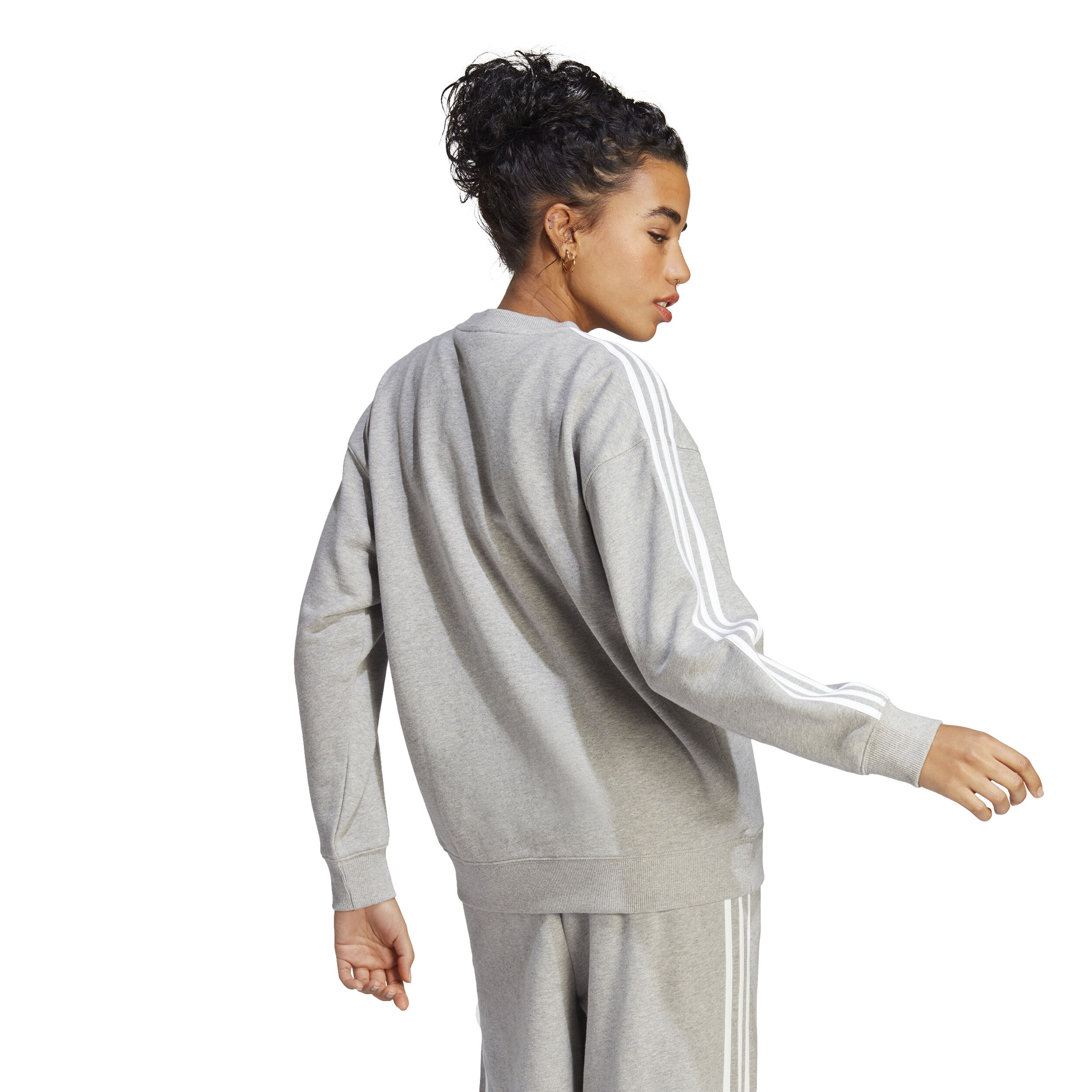 3 Stripes Sweatshirt Damen - Grau, Weiß