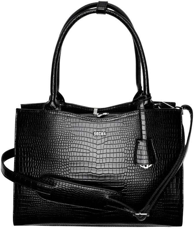 SOCHA Damen Laptoptasche Croco Jet Black 15.6 