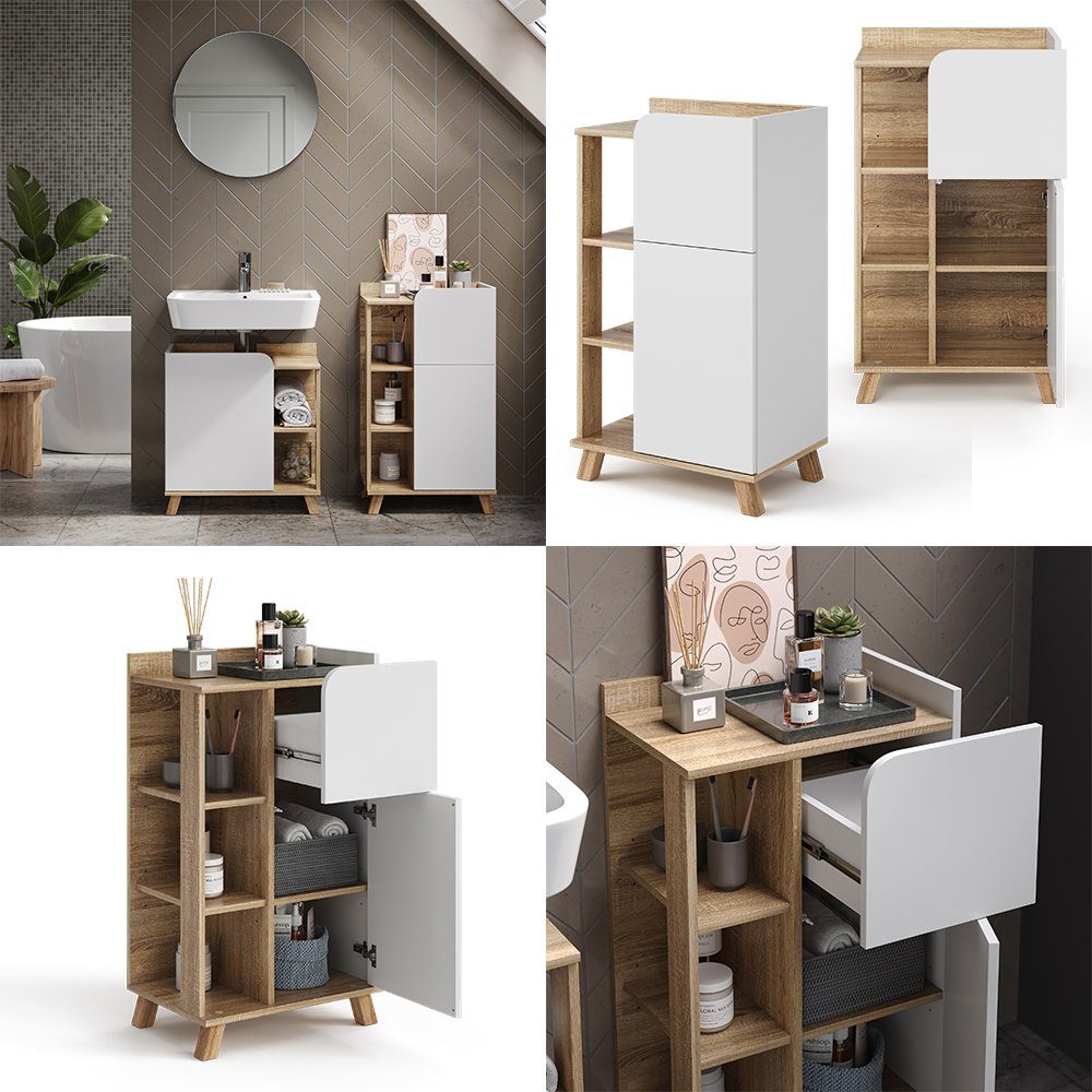 Vicco Badkommode Unterschrank Karen Sonoma Weiß