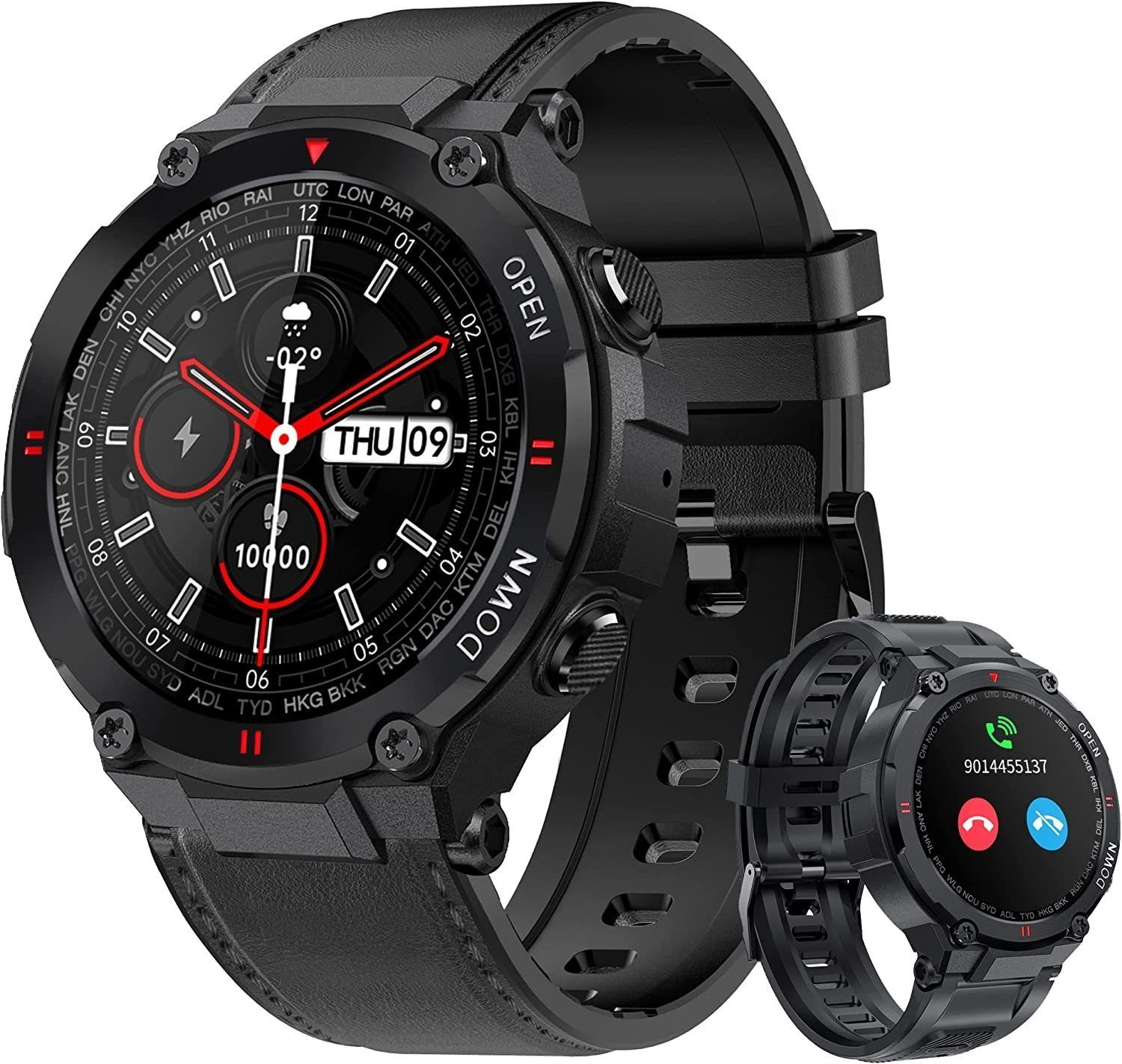 Mutoy Smartwatch, Fitness Tracker Uhr, Damen Herren Smartwatch (Fitnessuhr mit Telefonfunktion 1,28