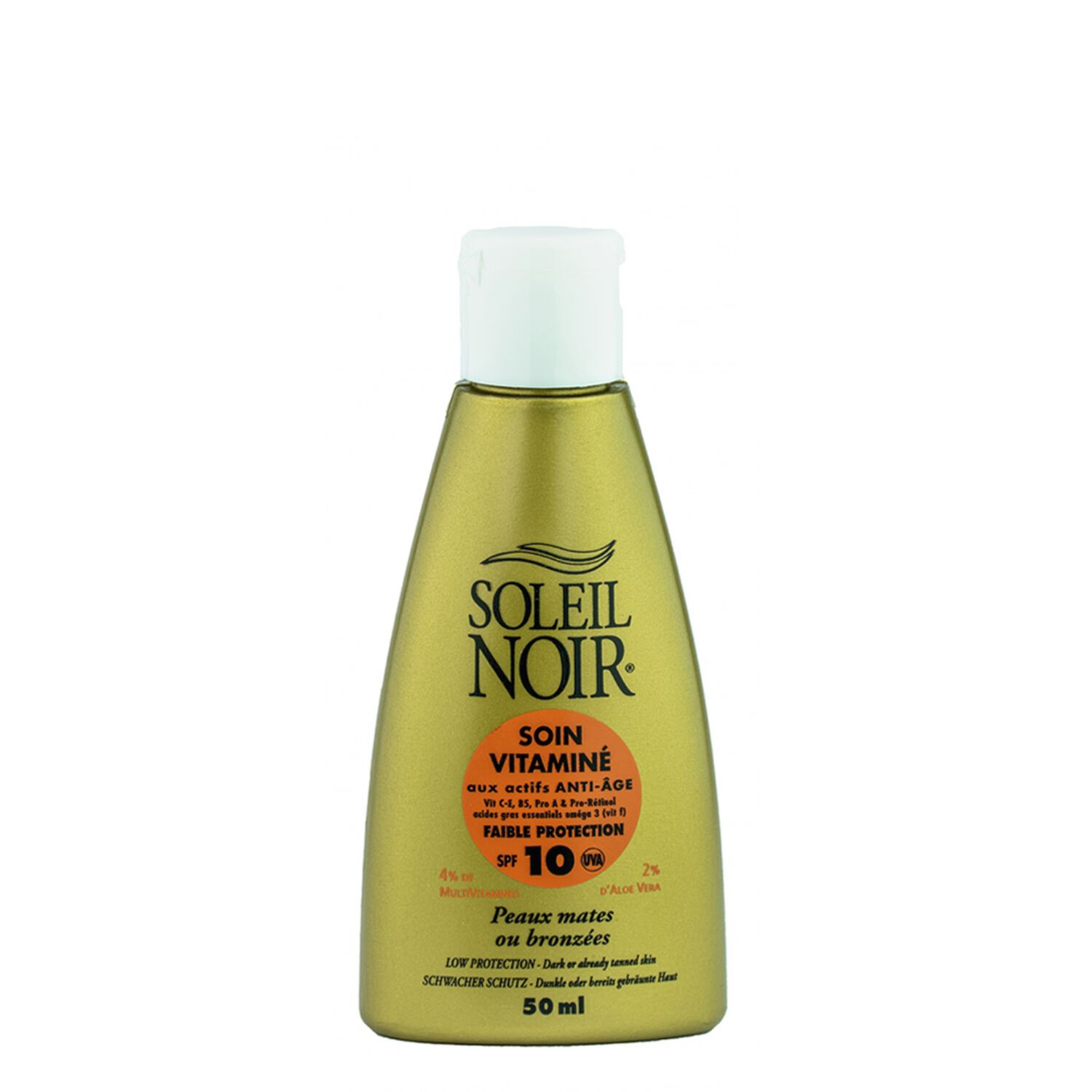 Soleil Noir Soin Vitaminé SPF10 Peaux Mates ou Bronzées 50 ml