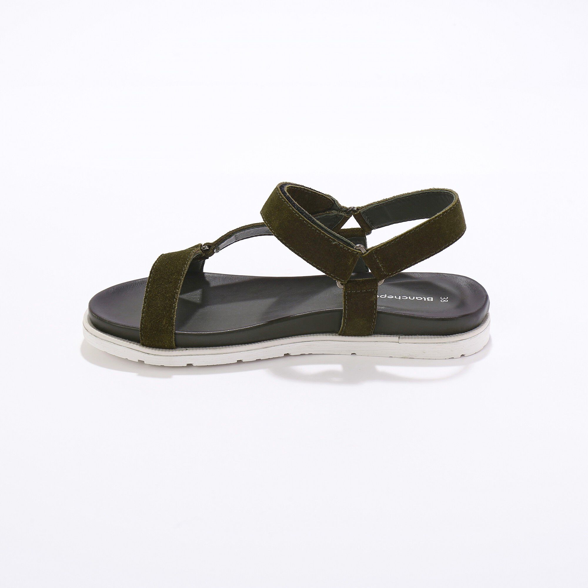 Sandales scratchées largeur confort en cuir style rando