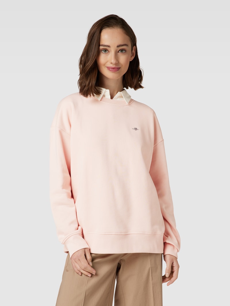 Sweatshirt mit gerippten Abschlüssen Modell 'SHIELD' in hellrosa