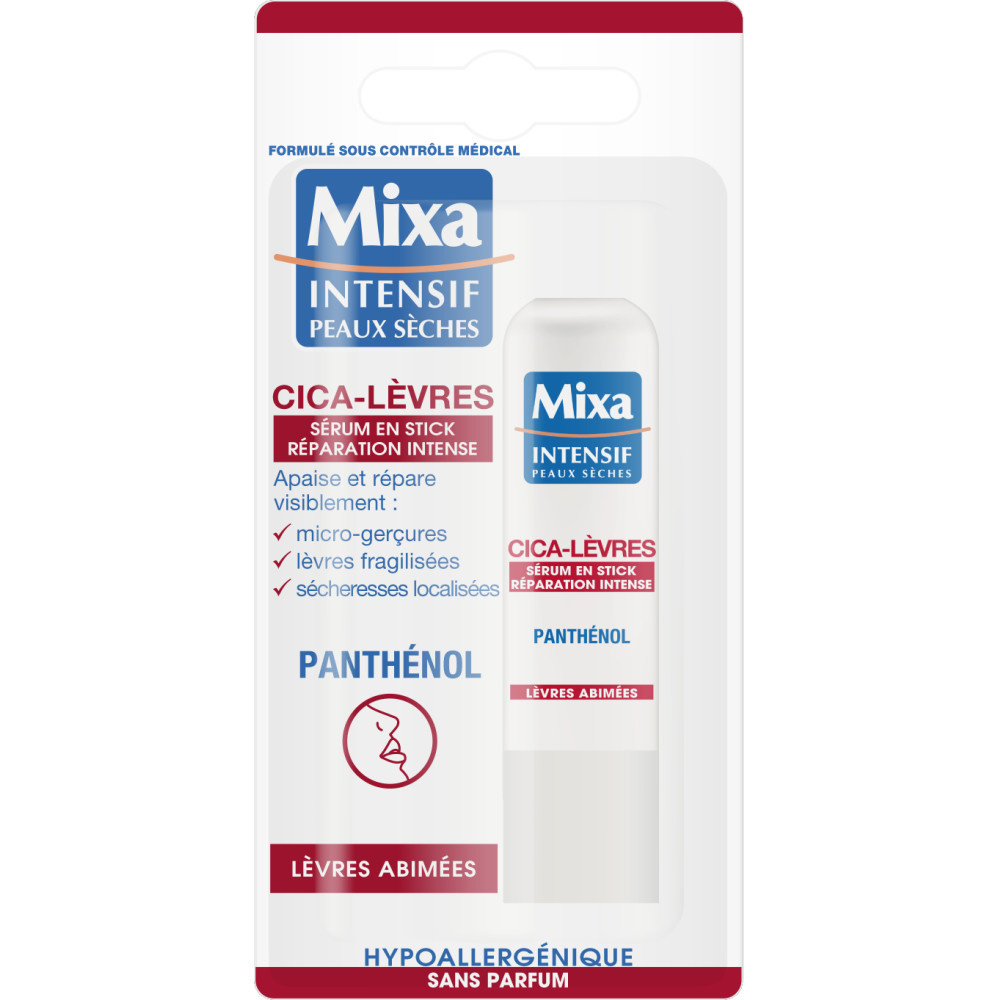 mixa Intensif Peaux Sèches Cica-Lèvres Sérum en stick Réparation Intense
