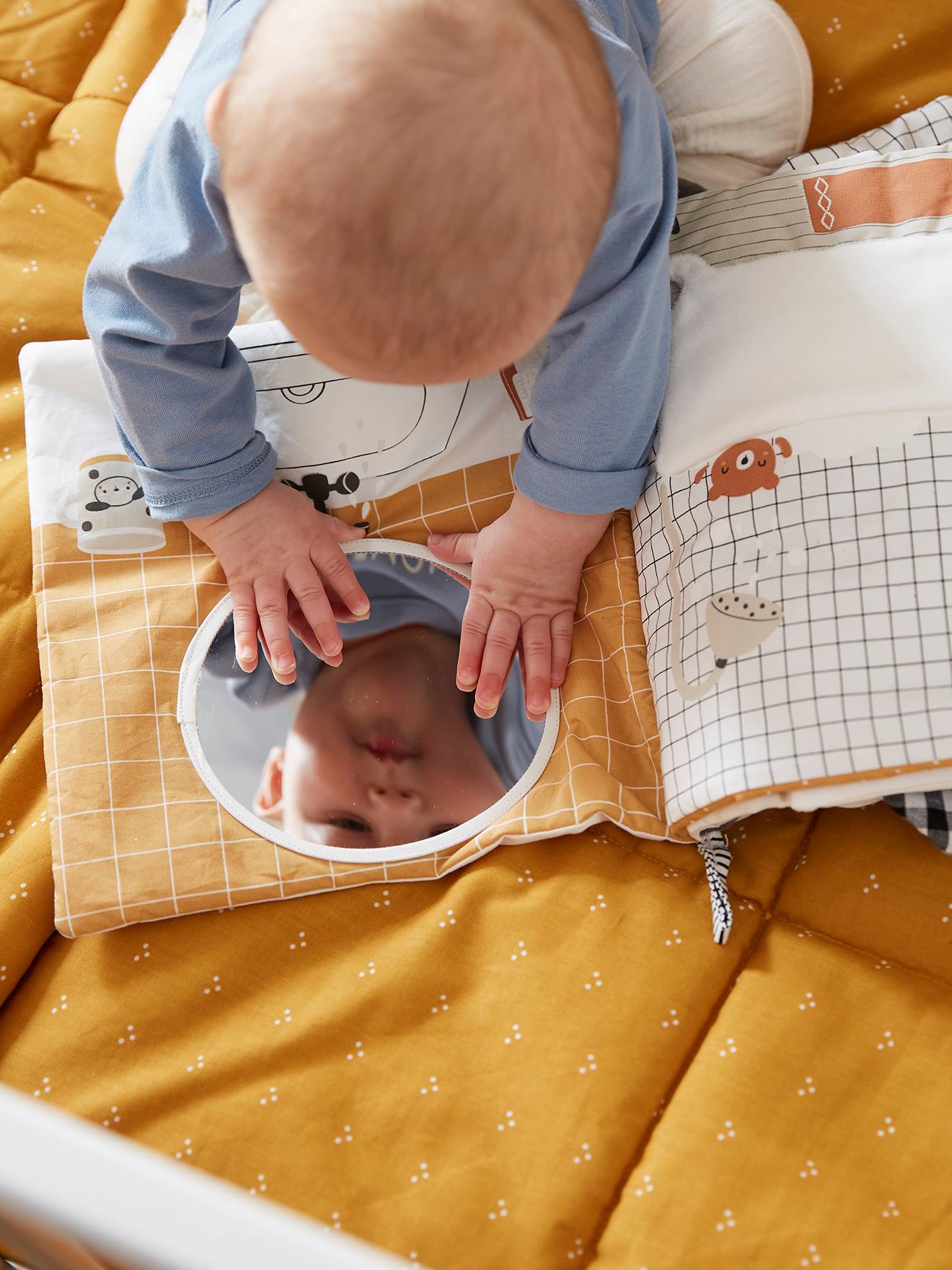 Vertbaudet Baby Stoffbuch mit Stofftier WASCHBÄR - mehrfarbig