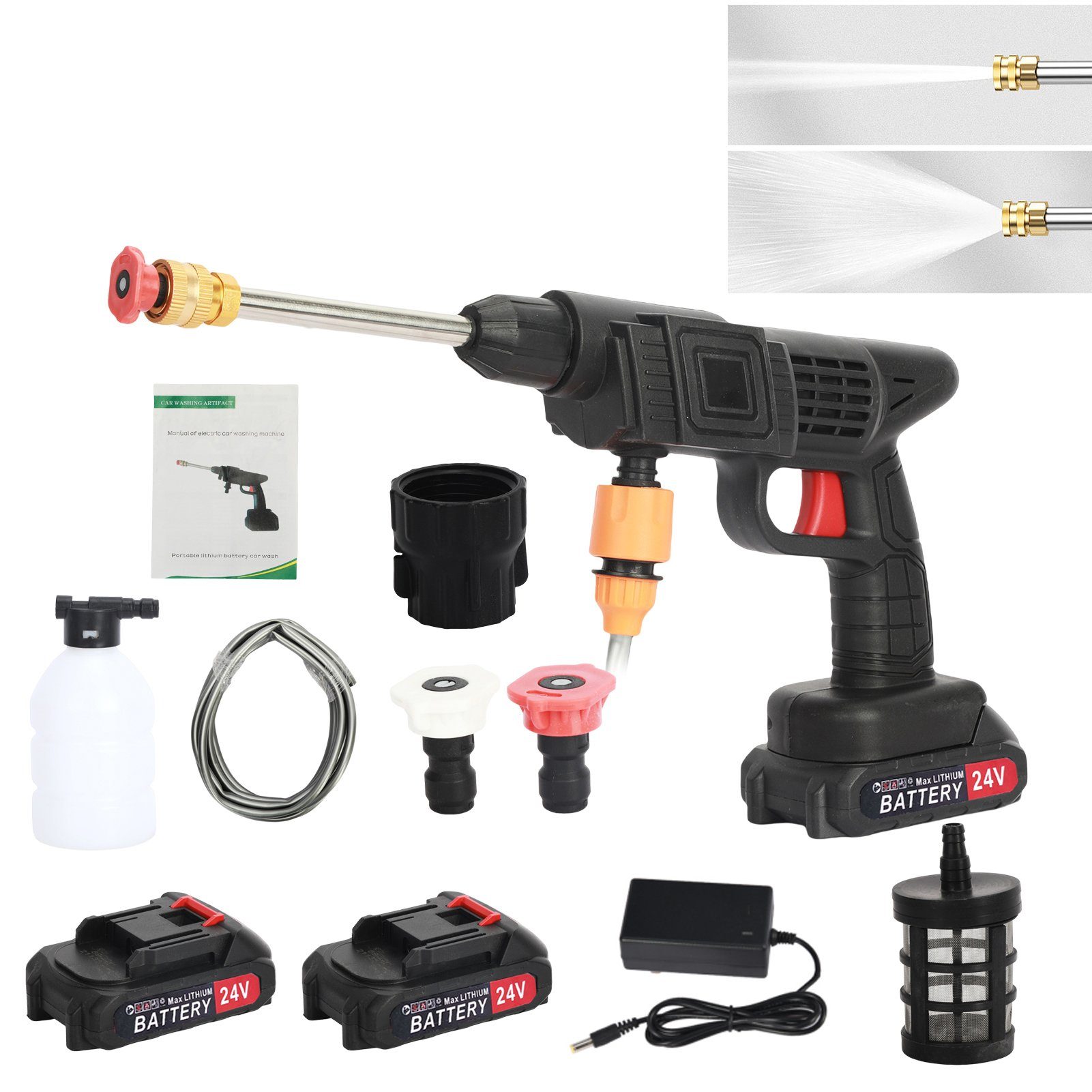 farfi Hochdruckreiniger 24V Battery-powered Copper Motor Pressure Washer Kit for Car,EU Plug, Druck max: 0,50 bar, (Rated Power Wattage: 200W), Motordrehzahl: 3300 U/min