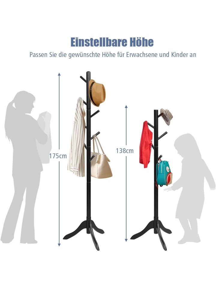 COSTWAY Garderobenständer 175cm in Schwarz günstig kaufen onesize
