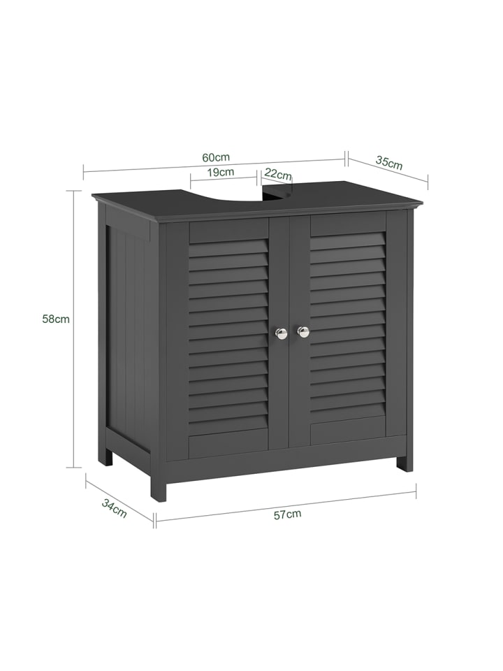 SoBuy Waschbeckenunterschrank in Dunkelgrau - (B)60 x (H)58 x (T)35cm günstig kaufen onesize