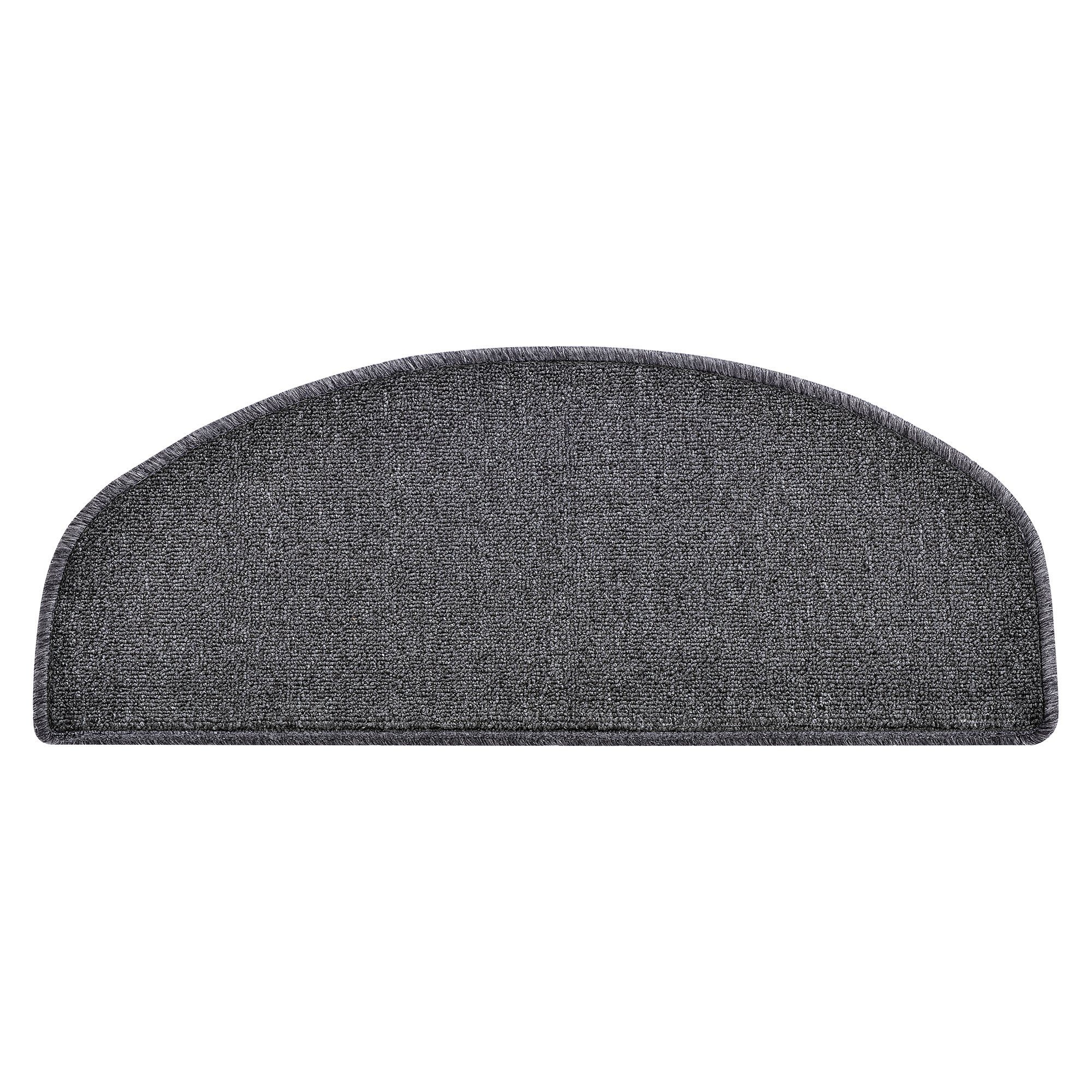 Stufenmatte, en.casa, halbrund, 15er Set Treppenmatten halbrund 65x24cm selbstklebend Dunkelgrau