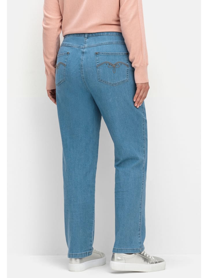 sheego Gerade Jeans in light blue Denim günstig kaufen