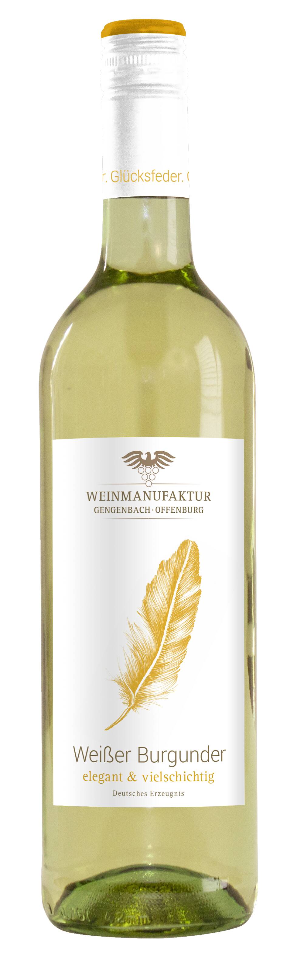 Weinmanufaktur Gengenbach-Offenburg Glücksfeder Weißburgunder Qualitätswein feinherb 0,75L 2022