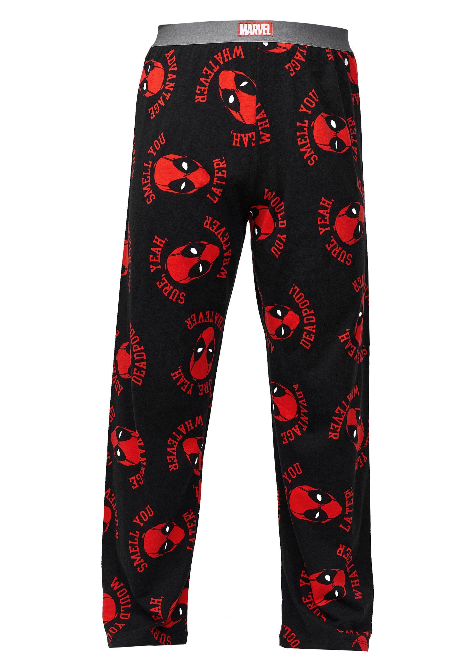 Recovered Pyjamahose Marvel Deadpool Slogan Heads GOTS zertifizierte Bio-Baumwolle