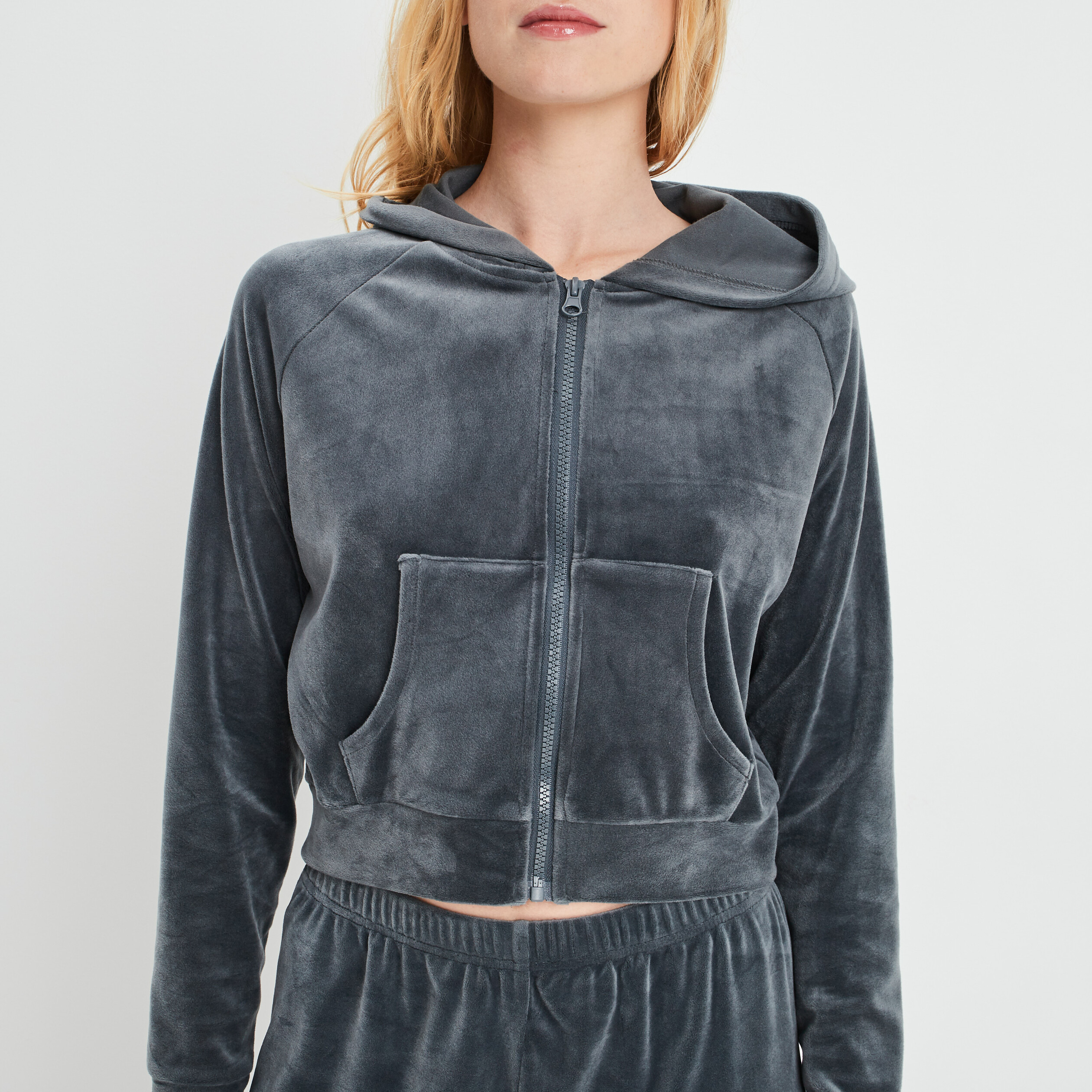 Veste de pyjama à capuche gris foncé femme | La Halle