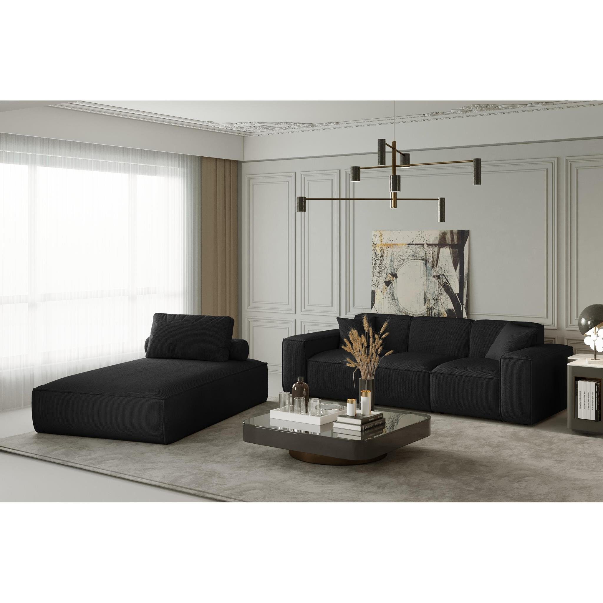Beautysofa Relaxliege Lugano, mit Wellenfedern, Cord- oder Velvetstoff, gepolstert Lounge Sessel modern, mit zwei Kissen