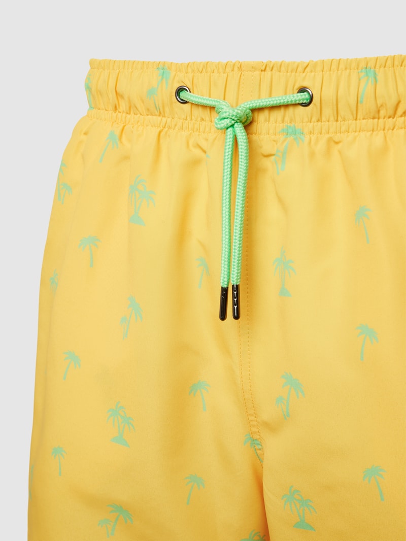 Badehose mit Allover-Print in gelb