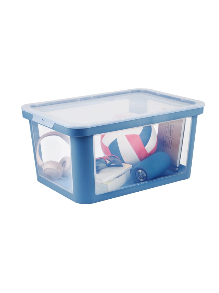 Rotho Albris Aufbewahrungsbox 45l mit Deckel, Kunststoff (PP recycelt) in Horizontblau günstig kaufen onesize