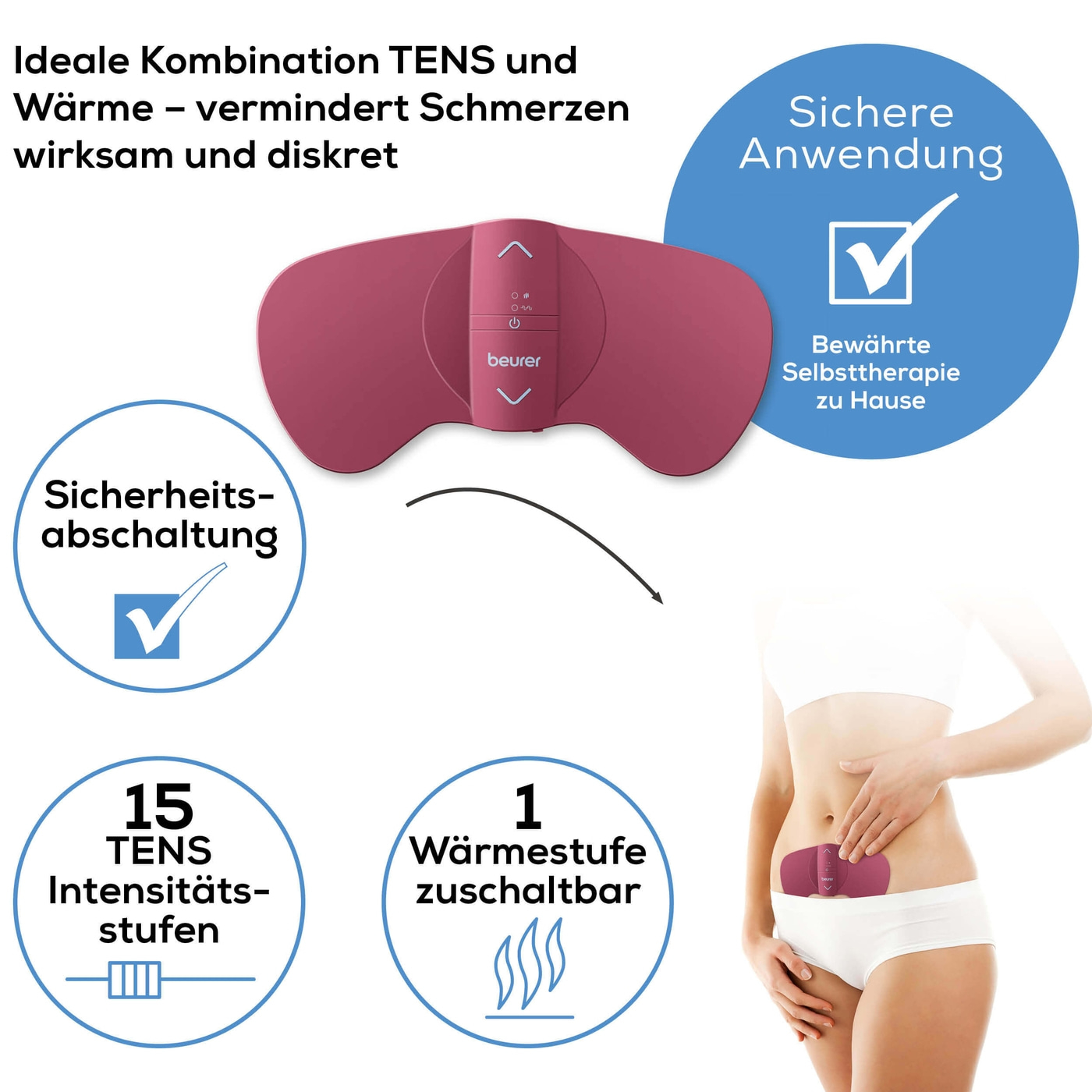 Beurer EM 50 Menstrual Relax-Menstrual Relax zur Linderung von Regelschmerzen ohne Medikamente