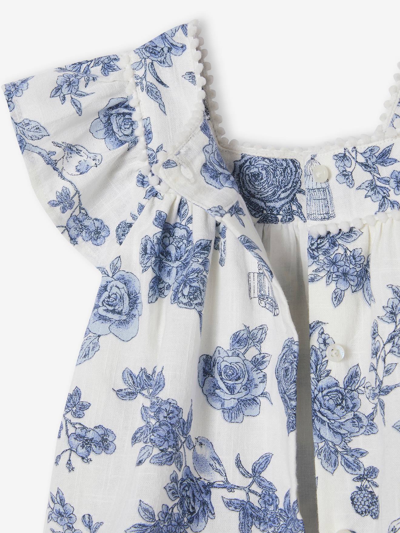 Robe bébé fleurie écru