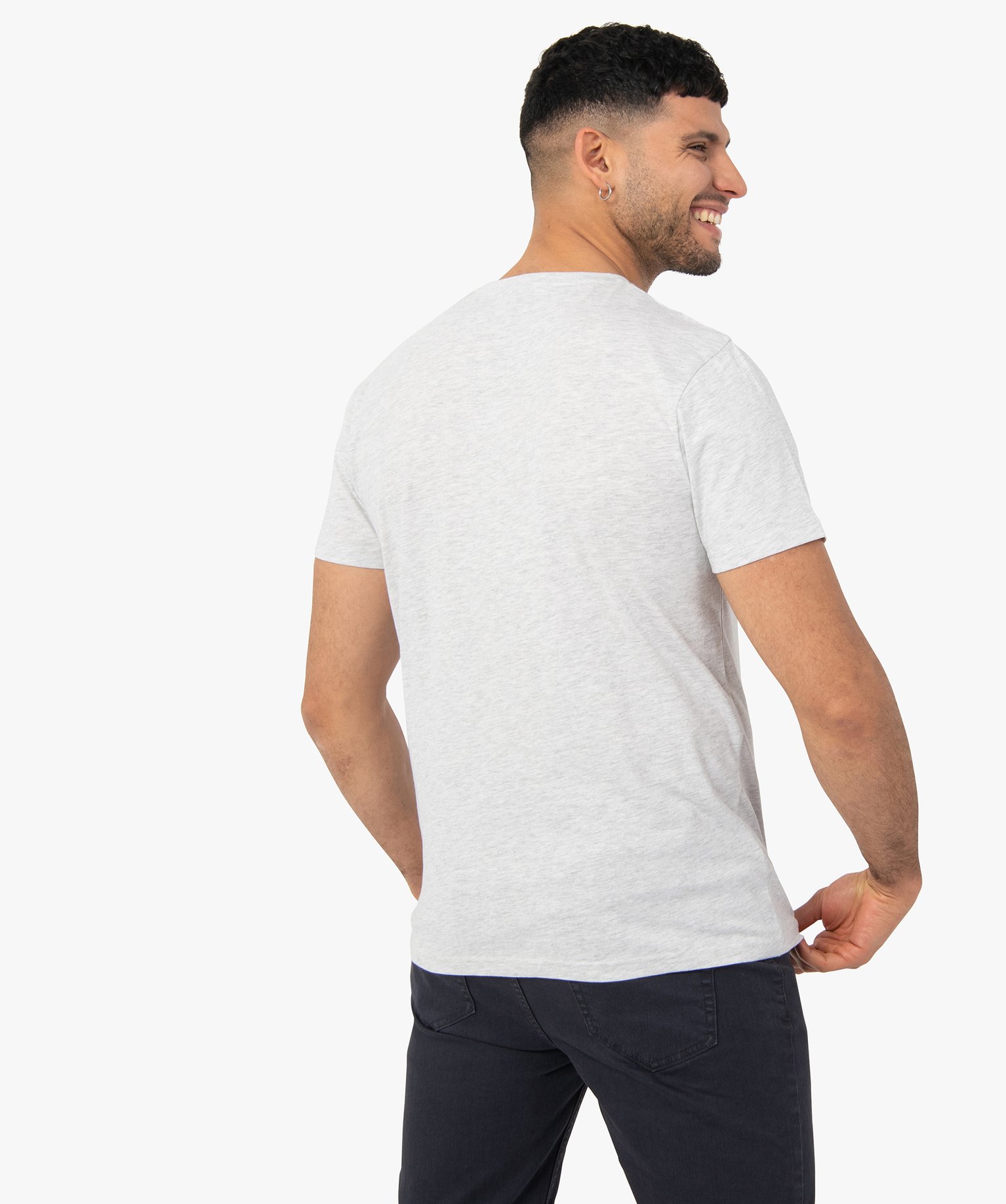 Tee-shirt homme à manches courtes message famille gris | GEMO