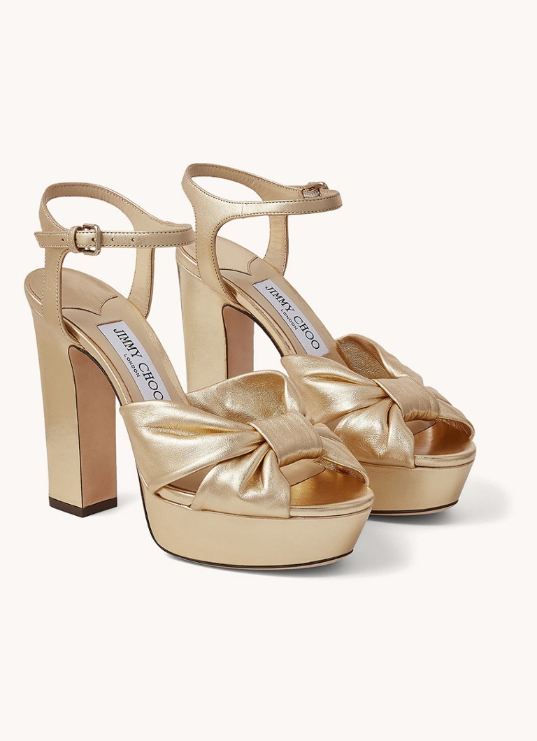 Sandale Jimmy Choo Heloise 120 din piele de miel cu finisaj metalic.
