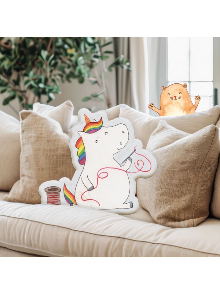 Mr. & Mrs. Panda Kissen Kuscheltier Einhorn Näherin ohne Spruch in Weiß günstig kaufen
