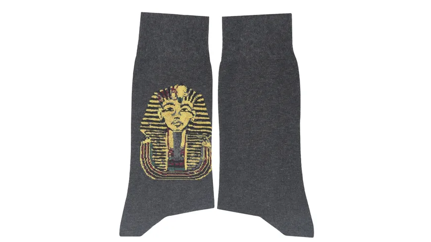 MuseARTa Unisex Socken Unknown Artist - Tutankhamun's Golden Mask grau