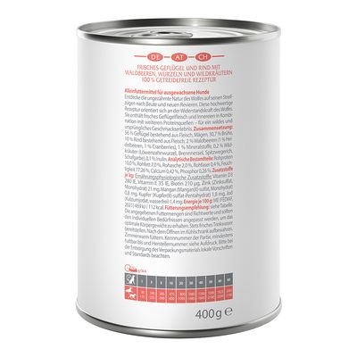 Wolf of Wilderness Adult 6 x 400 g - Mit viel frischem Geflügel