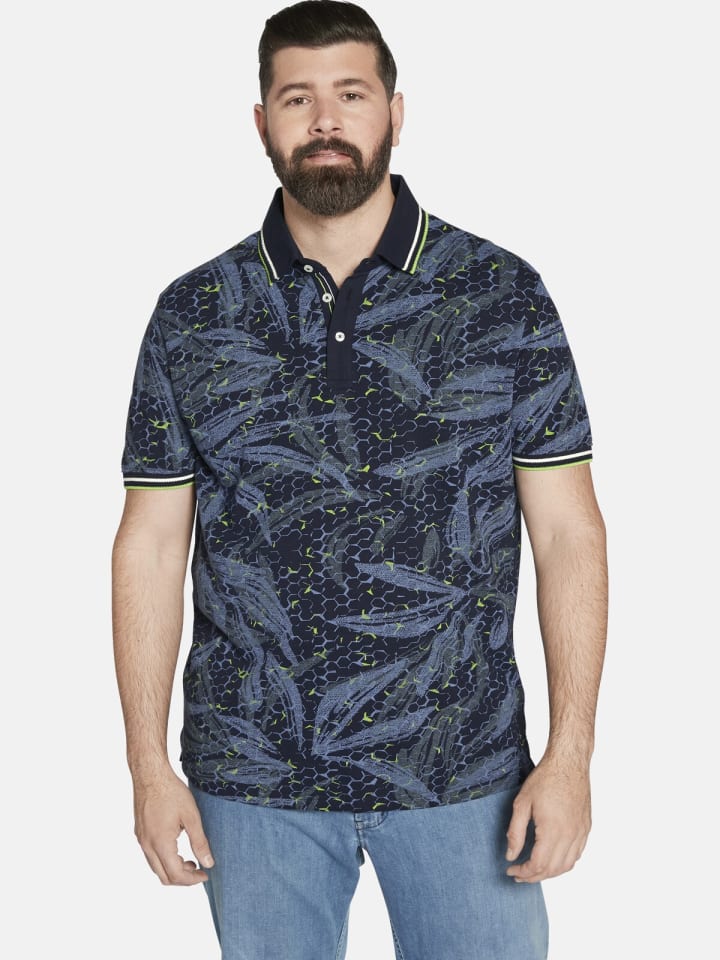Charles Colby Poloshirt EARL BEAGAN in dunkelblau bedruckt günstig kaufen L