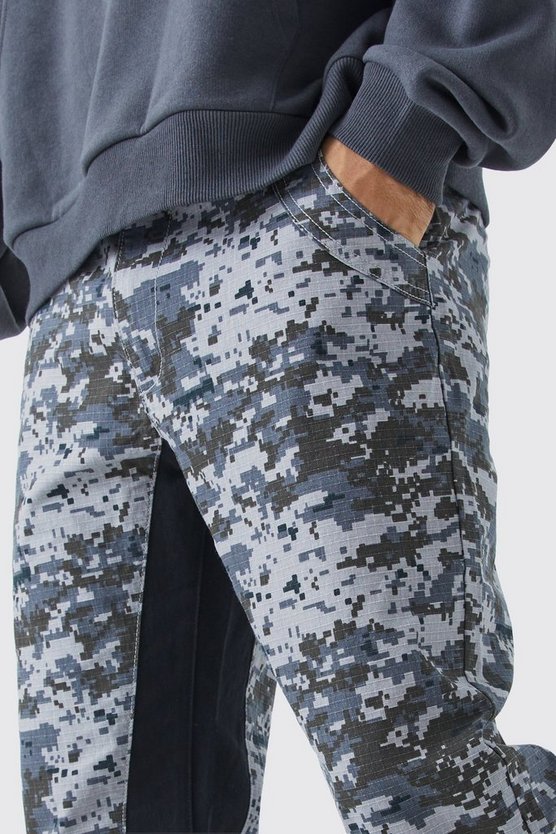 Colorblock Camouflage Schlaghose mit geradem Bein