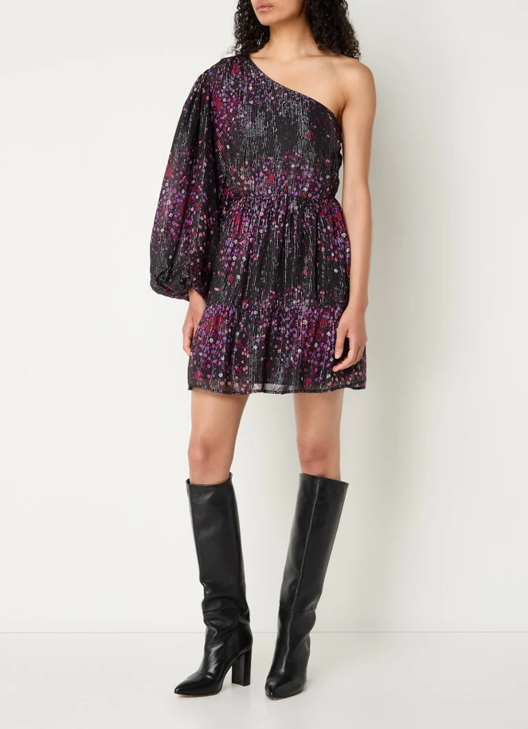 Fabienne Chapot Romy one-shoulder mini dress with lurex and floral print
