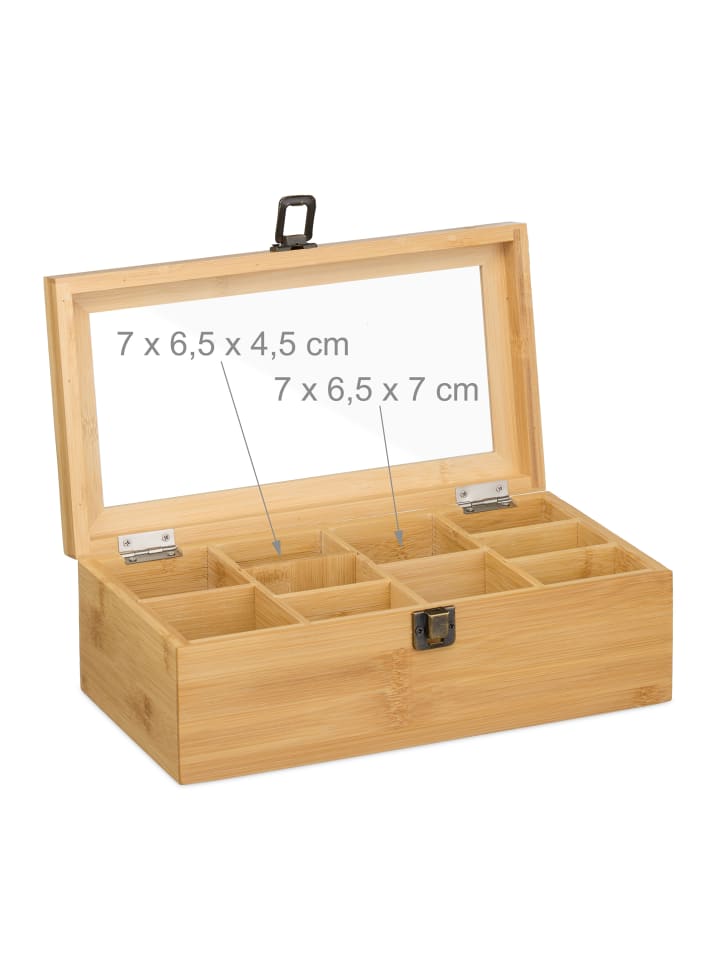 relaxdays Teebox in Natur - (B)29,5 x (H)10 x (T)17 cm günstig kaufen onesize