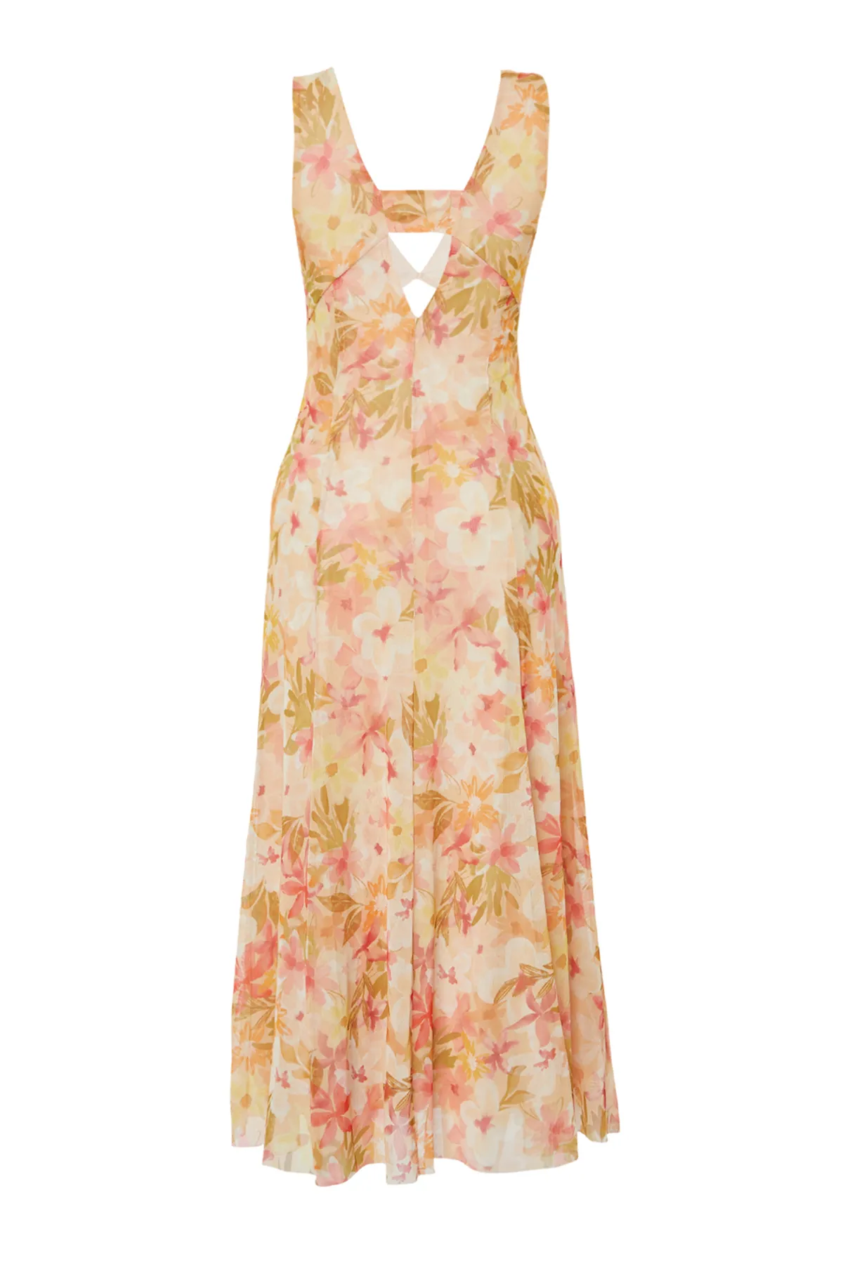 Trendyol Collection  Mehrfarbiger Tüll mit Blumenmuster und V-Ausschnitt TWOSS24EL00384
