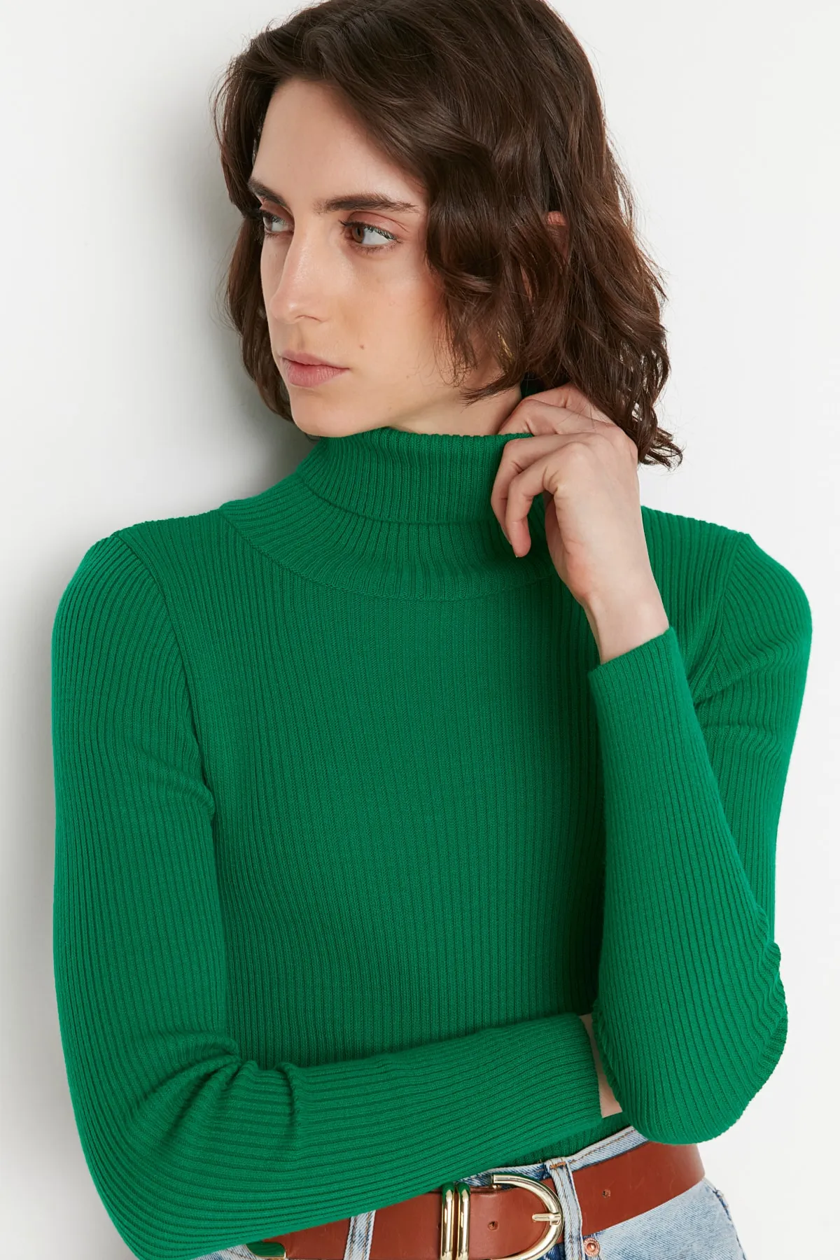 Trendyol Collection  Grüner Basic Rollkragenpullover TWOAW21KZ1279