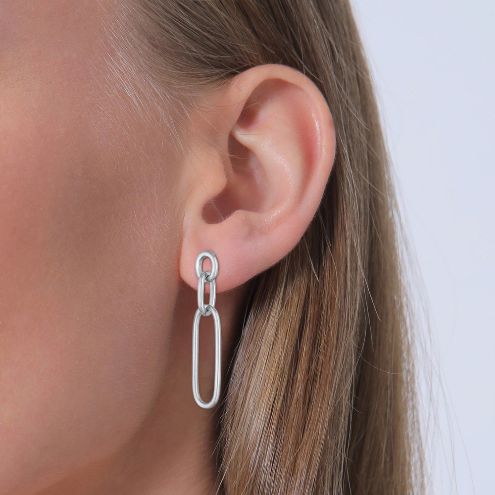 Elli Elli Boucles d'Oreilles Femmes Pendentif d'oreilles Maillons Aspect des Chaîne Ba Boucles d'oreilles