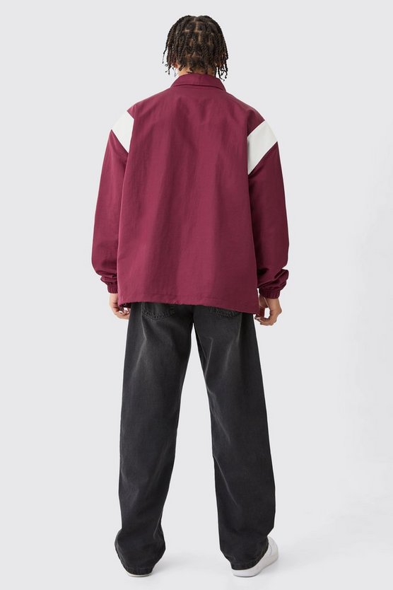 Oversize Nylon-Jacke mit PU-Einsatz