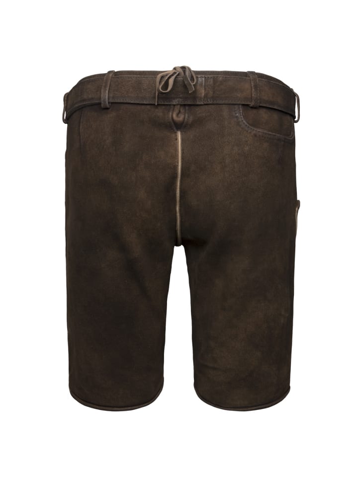 KRÜGER Lederhose Olivier mit Gürtel in dunkelbraun günstig kaufen